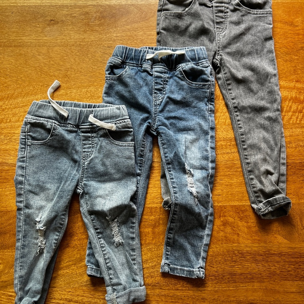 toddler boys Little Bipsy Kids Denim Jeans Trio - Gray and Blue 3 sizes